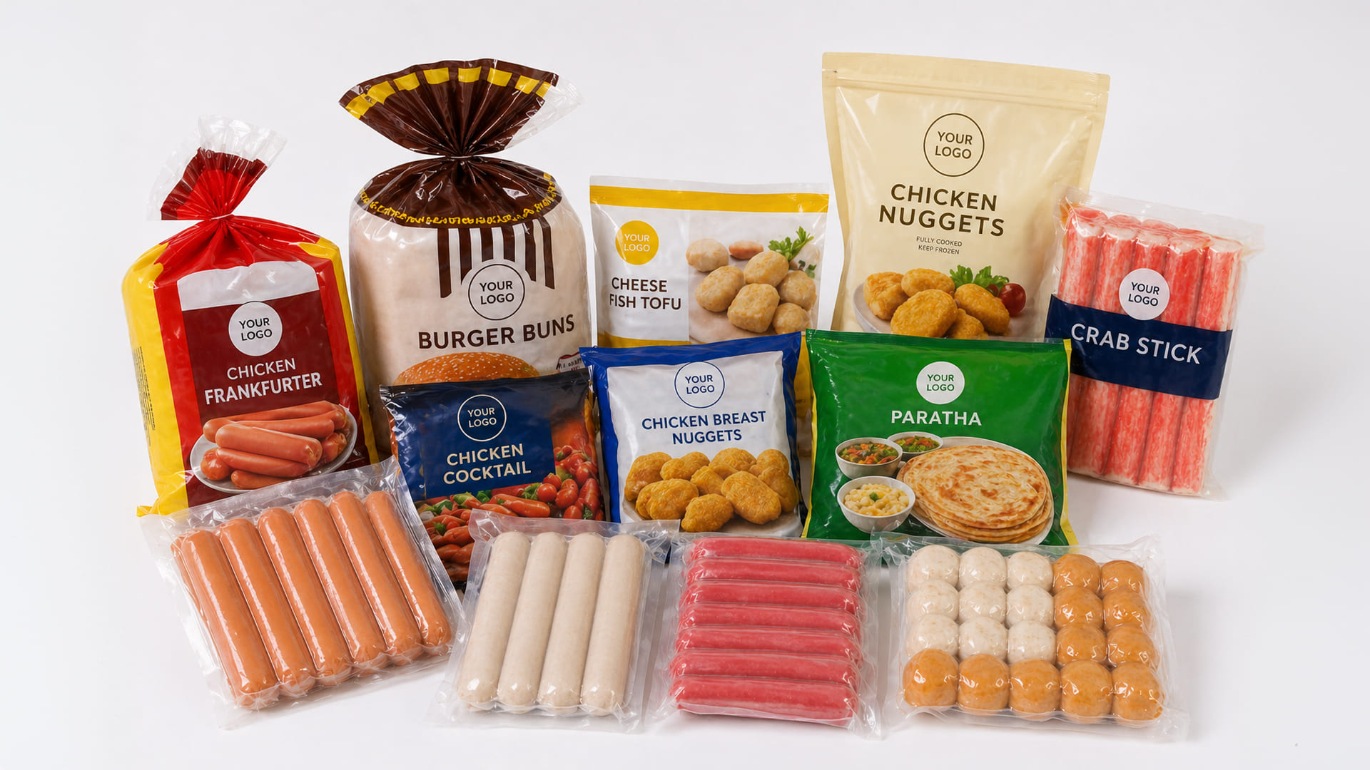 various plastic packaging solutions including sealed food bags and flexible packaging