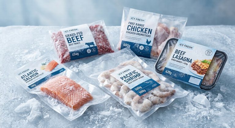Cold-chain frozen food packaging for meat, seafood, and export products