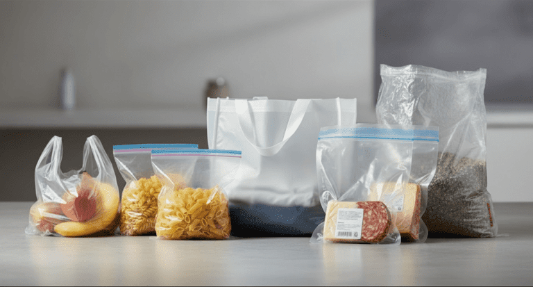Plastic bags used in retail, food, and industrial packaging applications with different thickness levels