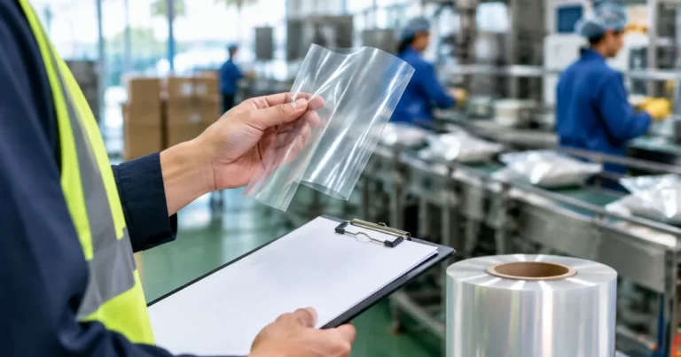 Quality check of a plastic film sample during supplier qualification