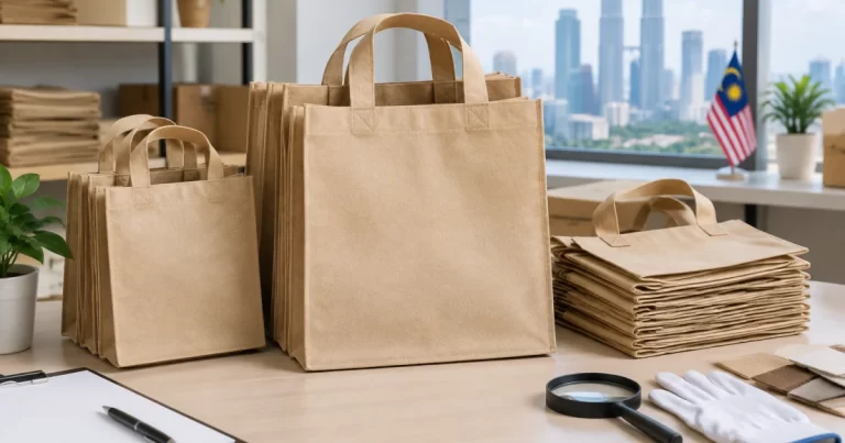 Stacked plastic bag samples with basic testing tools for sourcing and QC